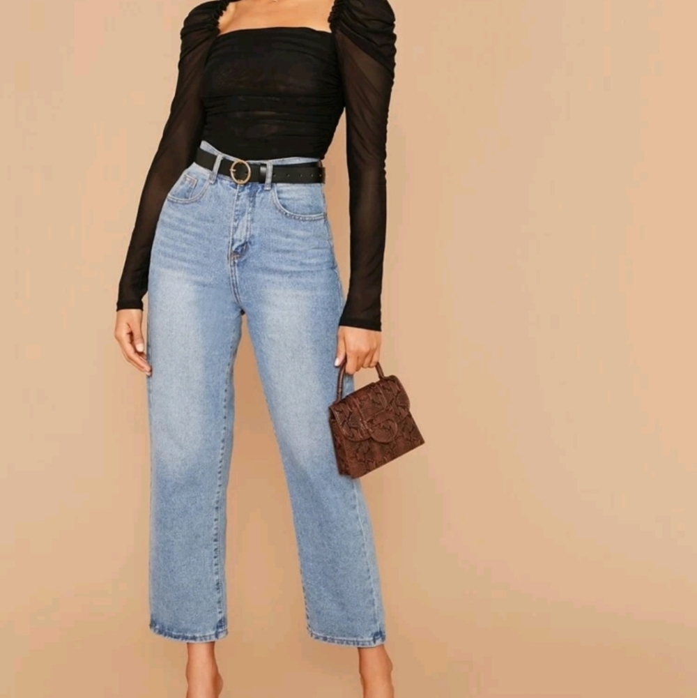 Mesh ruffle top sheer black - Picture 6 of 11